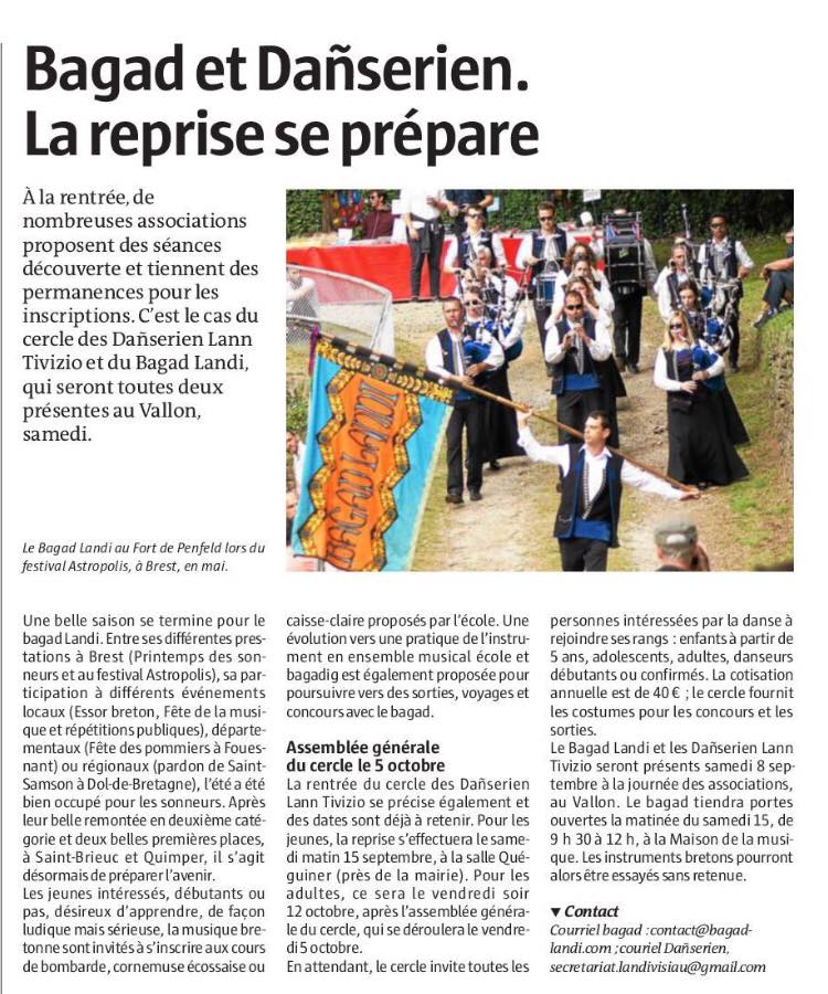 Reprise du bagad Landi